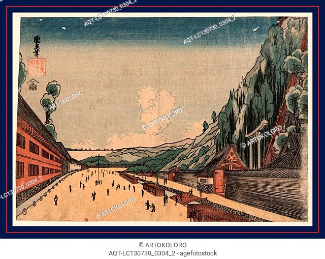 Shiba atagoyama no zu, Mount Atago at Shiba., Utagawa, Kuninao, 1793-1854, artist, [between 1818 and 1830], 1 print : woodcut, color ; 18.2 x 26.3 cm