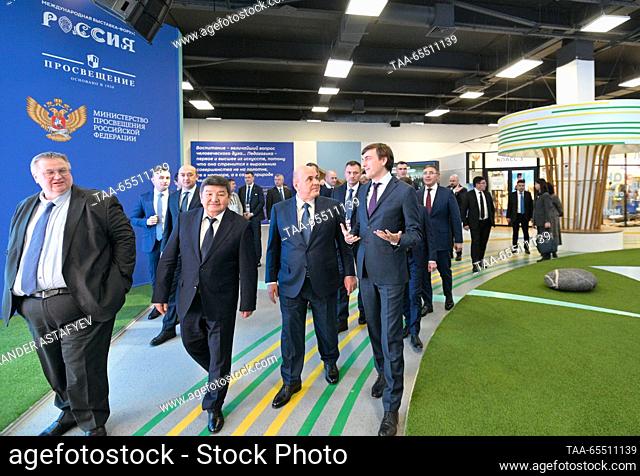 RUSSIA, MOSCOW - DECEMBER 6, 2023: Russia's Deputy Prime Minister Alexei Overchuk, Kyrgyzstan's Chairman of the Cabinet of Ministers Akylbek Zhaparov