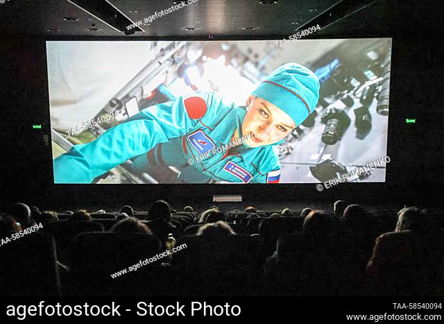 RUSSIA, ROSTOV-ON-DON - APRIL 20, 2023: Viewers enjoy the 2023 Russian drama film The Challenge, premiering in Russia on April 20, at the Bolshoy cinema