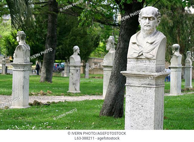 Busts of italian celebrities. Raffaele Tosi. Paseo del Gianicolo. Rome. Italy