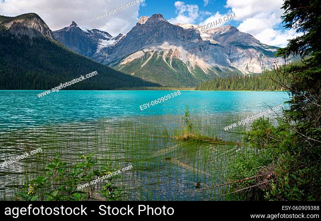 Panoramic image of Emerald Lake, beautiful landscape of Yoho National Park, British Columbia, Canada