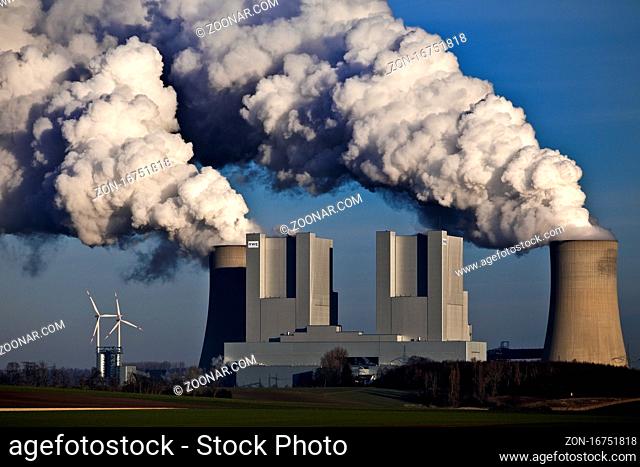 Braunkohlekraftwerk Neurath, Bloecke F und G, das groesste Kraftwerk in Deutschland, Grevenbroich, Nordrhein-Westfalen, Deutschland, Europa