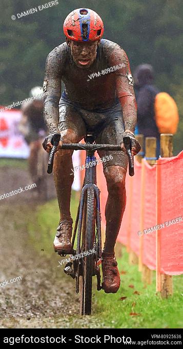 Dutch Pim Ronhaar pictured in action during the men's elite race of the World Cup cyclocross cycling event in Dublin, Ireland