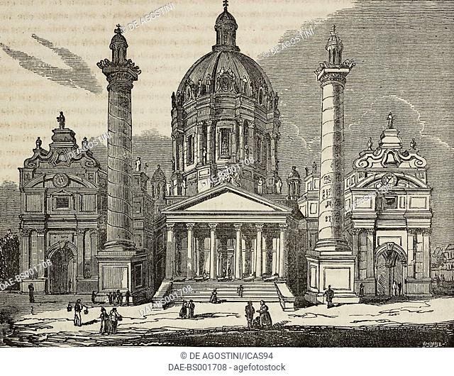 The church of St Charles Borromeo, Vienna, Austria, illustration from Teatro universale, Raccolta enciclopedica e scenografica, No 693, October 23, 1847