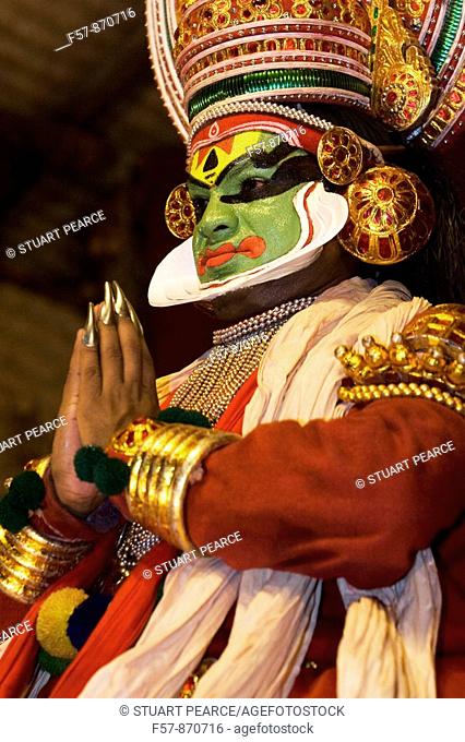 Dancer at a Kathakali performance, one of the oldest Indian dance styles,  Varkala, Kerala, India, Stock Photo, Picture And Rights Managed Image. Pic.  IBR-2030200 | agefotostock
