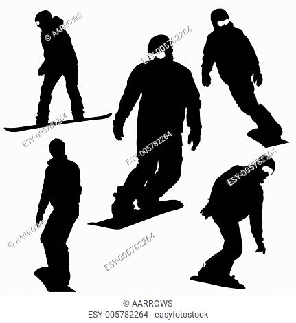 Set snowboarders silhouettes. Vector illustration