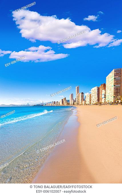 Benidorm Alicante Levante beach in blue Mediterranean Spain