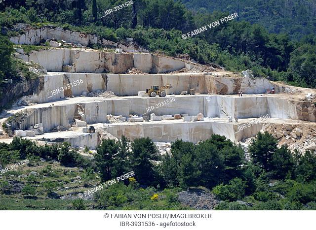 Quarry in Ložišca, whitest limestone in the world, Island of Brac, Dalmatia, Croatia