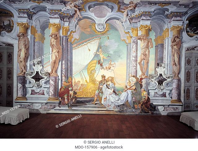 Stories of Caesar and Cleopatra: Cleopatra Boarding, by Bortoloni Mattia, 1740, 18th Century, fresco. Italy; Lombardy; Monza Brianza; Birago di Lentate; Villa...