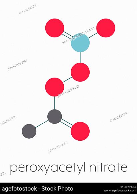 Peroxyacetyl nitrate pollutant molecule, illustration
