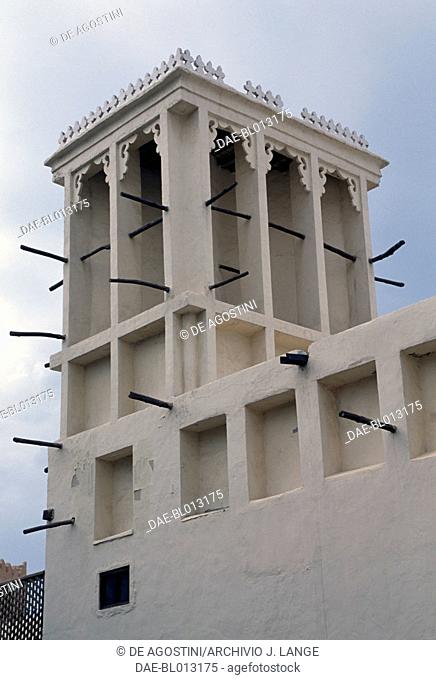 Al Qasimi Fort wind tower in Ras al-Khaimah City, now the National Museum of Ras al-Khaimah, United Arab Emirates