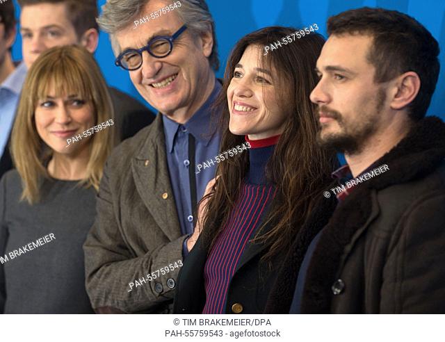 Canadian actor Marie-Josee Croze (L-R), director Wim Wenders, French actor Charlotte Gainsbourg, and US actor James Franco pose during a photocall for the film...