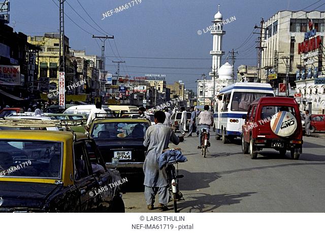 traffic on the streets of Rawalpindi Pakistan