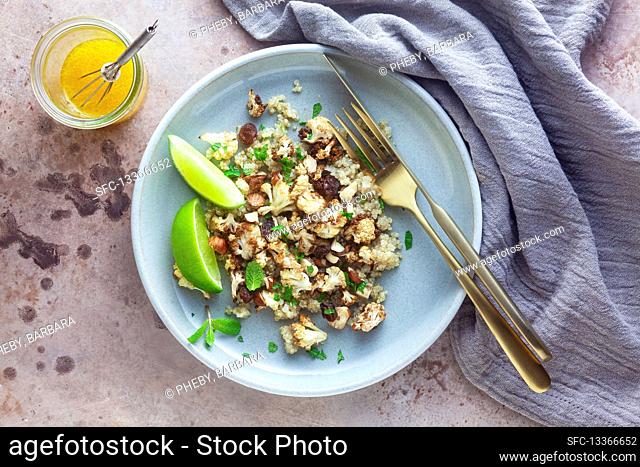 Cauliflower Quinoa Salad with Raisins and Mint
