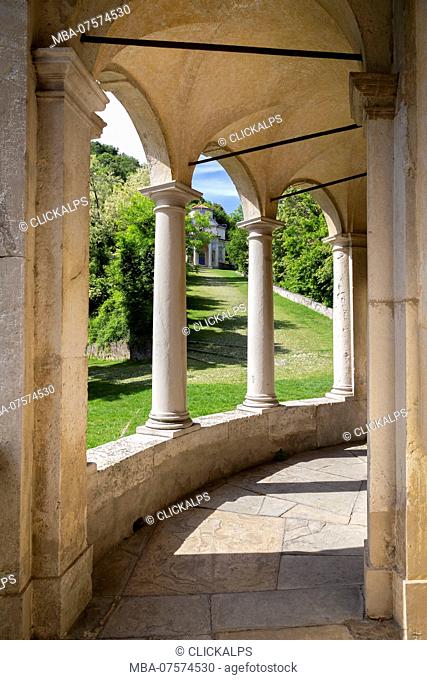 View of the chapels and the sacred way of Sacro Monte di Varese, Unesco World Heritage Site, Sacro Monte di Varese, Varese, Lombardy, Italy