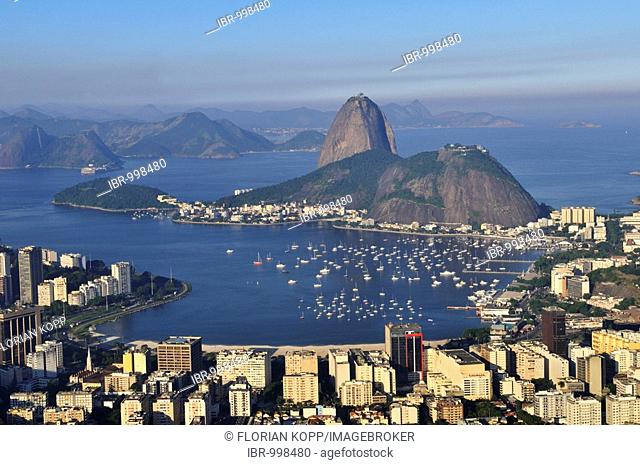 Sugarloaf Mountain and Botafogo Bay, Rio de Janeiro, Brazil, South America