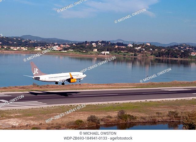 Corfu Airport runway Limni Halikiopoulos Lagoon Corfu Greece