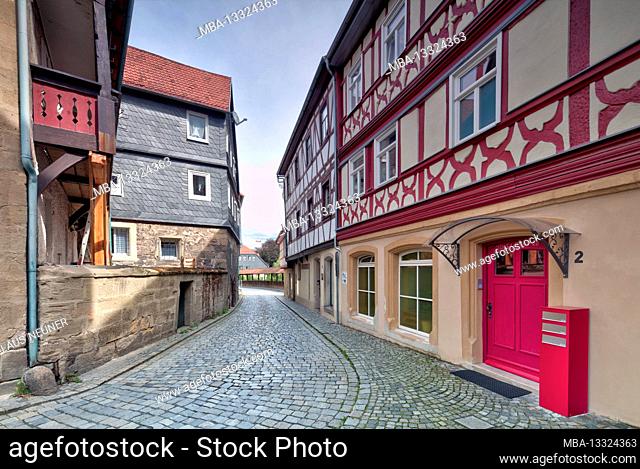Strauer Torweg, half-timbered house, facade, old town, architecture, autumn, Kronach, Franconia, Bavaria, Germany