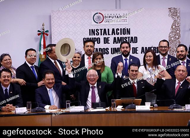 MEXICO CITY, MEXICO – MARCH 24, 2022: The Ambassador of the United States of America in Mexico, Ken Salazar, poses during a meeting with Mexican legislators as...