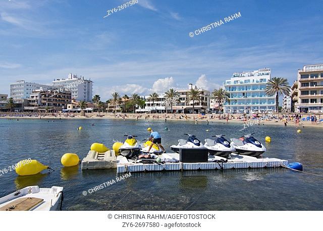 Small marina boats moored in Can Pastilla, Mallorca, Spain