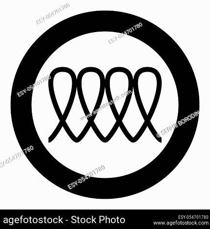 Induction cooking spiral electrical heat symbol type cooking surfaces sign utensil destination panel icon in circle round black color vector illustration flat...