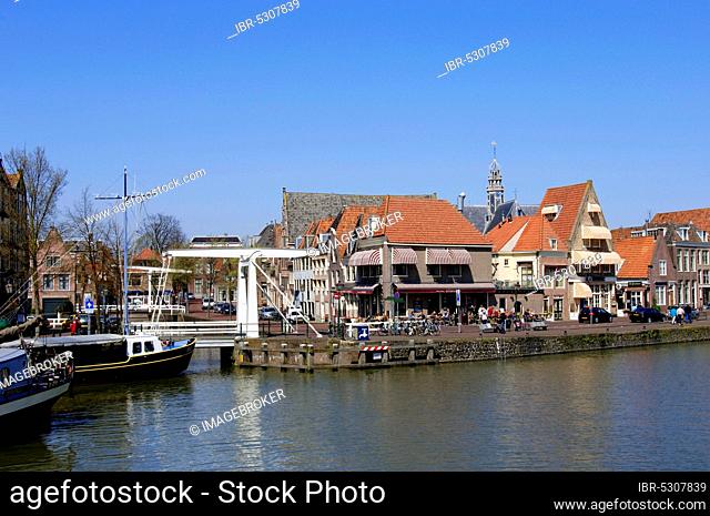 Ship in harbour and drawbridge, Hoorn, Netherlands