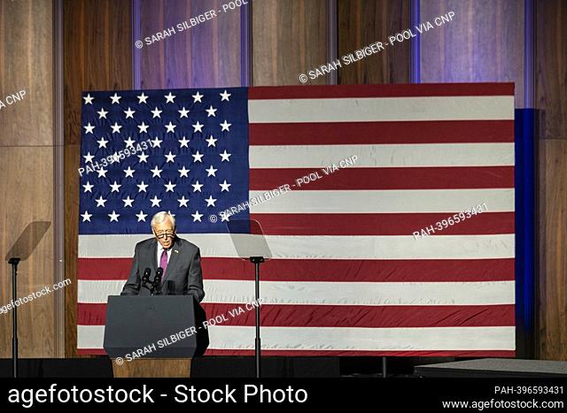 United States Representative Steny Hoyer (Democrat of Maryland), delivers remarks at an event with United States Vice President Kamala Harris at Bowie State...