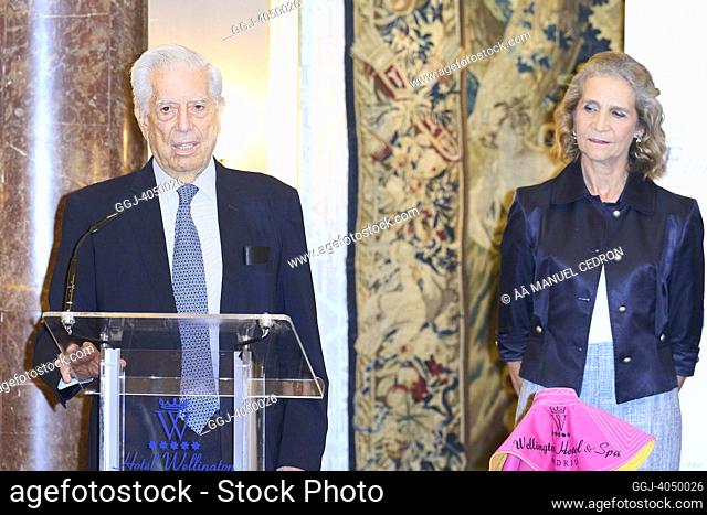 Princess Elena de Borbon, Mario Vargas Llosa during 'Capote De Las Artes' award 2022 ceremony at Wellington Hotel on November 14, 2022 in Madrid, Spain