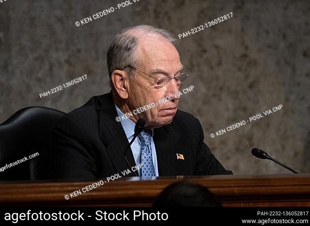 United States Senator Chuck Grassley (Republican of Iowa) asks questions to James Comey, Former Director Of The Federal Bureau Of Investigation as he testifies...
