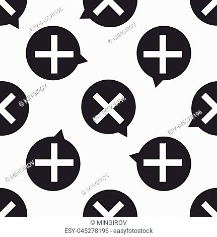 X Mark, Cross in circle icon seamless pattern on white background. Check cross mark icon. Flat design. Vector Illustration