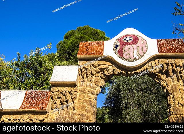 Entrance of Park Güell in Barcelona, Spain, Europe
