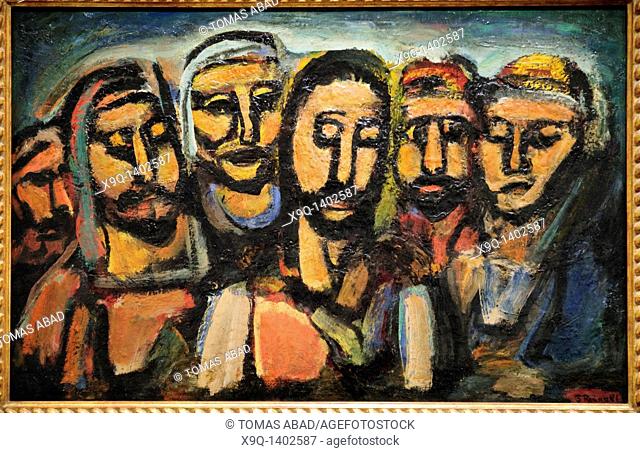 Christ and the Apostles, 1937-38, by Georges Rouault, French, 1871-1958, Oil on canvas H  25-1/4, W  39-1/8 inches, 64 1 x 99 4 cm , Metropolitan Museum of Art