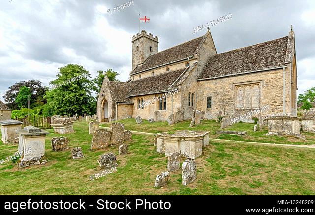 Great Britain, Oxfordshire, Swinbrook near Burford, Church of St. Mary the Virgin, church built around 1200