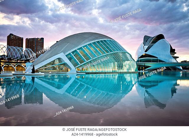 Spain, Valencia Comunity, Valencia City, The City of Arts and Science built by Calatrava, The Hemisferic and Auditorium