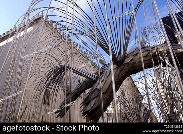 Budapest (Hungary). Weeping willow in the Holocaust Memorial Park ""Raoul Wallenberg"" of the Great Synagogue in Budapest
