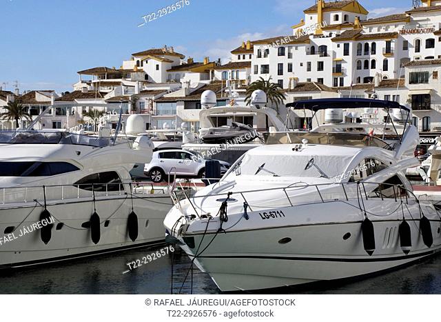 Marbella (Spain). Yacht moored in Puerto Banus