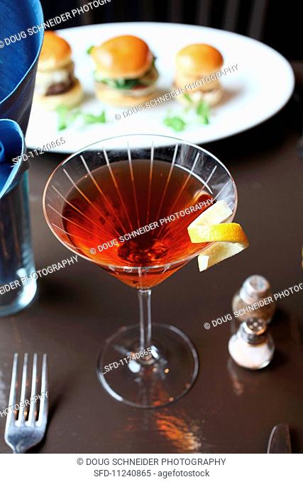Gin, vermouth and aperol cocktail