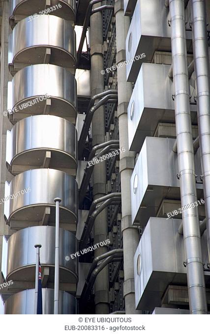 Detail of the Exterior of the Lloyds of London building designed by Arhitect Sir Norman Foster