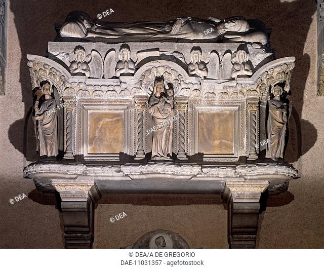 Ubertino da Carrara's tomb, ca 1345, by Andriolo di Pagano de Santi (active ca 1342-1375), Church of the Eremitani (Hermits), Padua, Veneto