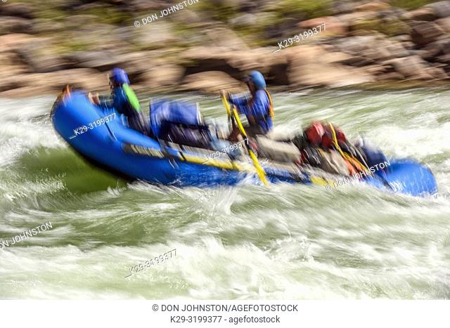 Rafting the Colorado River in the Grand Canyon through Hermit Rapids, Grand Canyon National Park, Arizona, USA