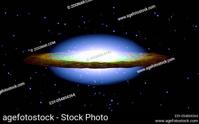 Sombrero Galaxy M104 in constellation Virgo, 3d render