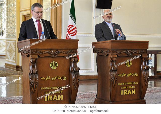 Czech Foreign Minister Lubomir Zaoralek (left) met his Iranian counterpart Mohammad Javad Zarif who said this is a new beginning in the two countries' bilateral...