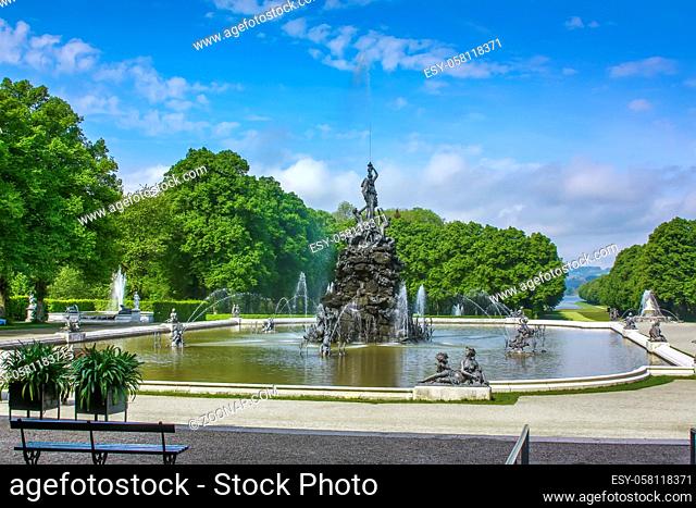 Fountain in park in Herrenchiemsee in Bavaria, Germany