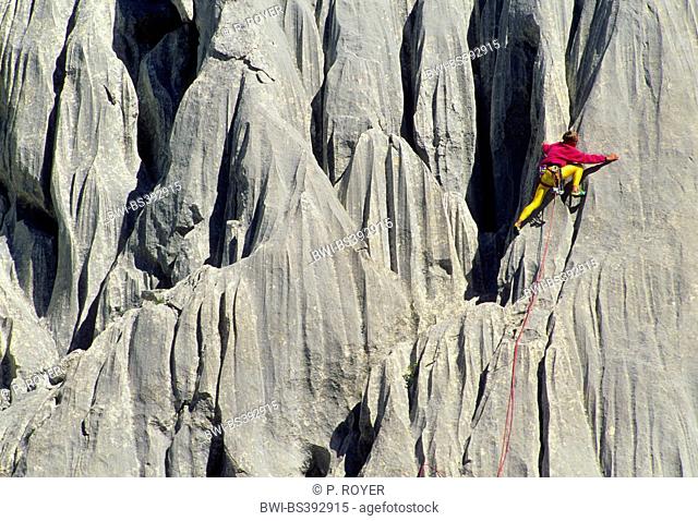 climber in a rock wall, Croatia, Paklenica National Park
