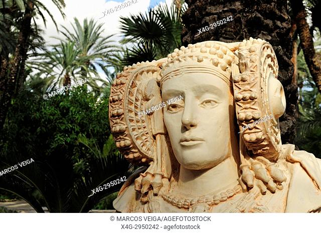 A copy of the Lady of Elche bust. Huerto del Cura, Elche, Alicante, Spain