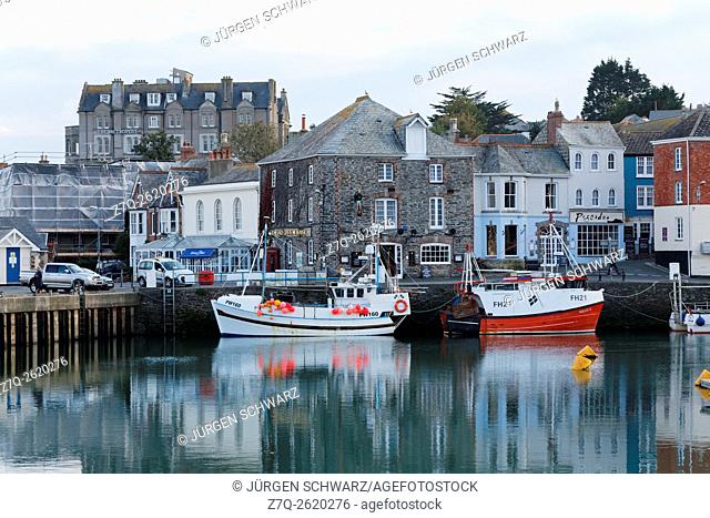 Fishing boats in the port of Padstow, Cornwall, UK