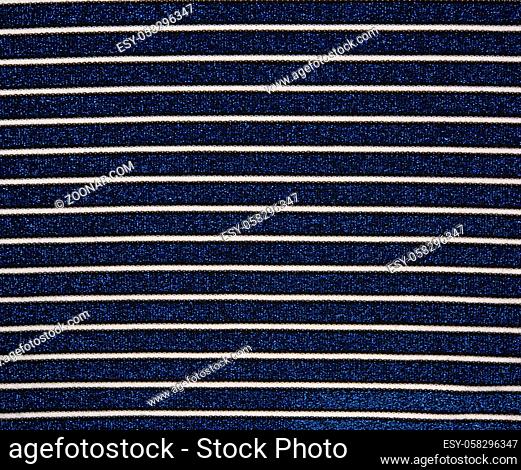 blue fabric with white stripes and shiny lurex for tailoring, full frame