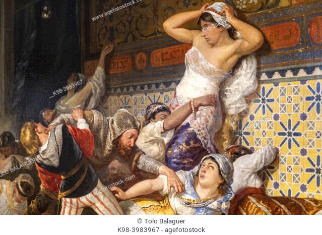 assault on the harem, 1880, oil on canvas, Ricard Anckermann Riera, Mallorca, Balearic Islands, Spain