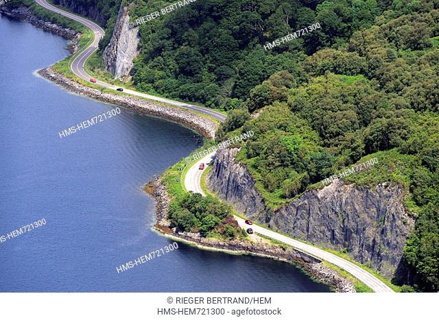 United Kingdom, Scotland, Highland, Dornie, le A87 road along the Loch Duich aerial view