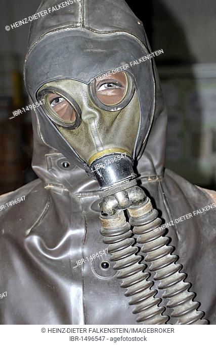 Mannequin wearing a protective suit, fire department museum, Hattingen, North Rhine-Westphalia, Germany, Europe